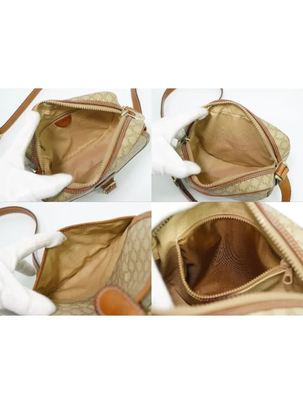 Celine Macadam Shoulder Bag Pochette Beige